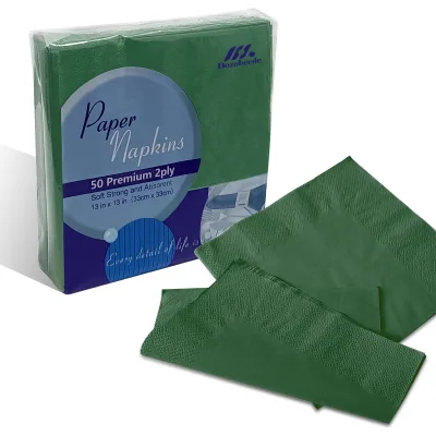 Customizable 33*33cm Green Plain Disposable 1/4 Fold Cocktail Napkin for Party,Wedding