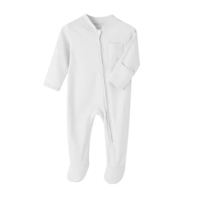 OEM Custom Plain Baby Romper Zipper Open Baby Pajama 100% Cotton Toddler Jumpsuit