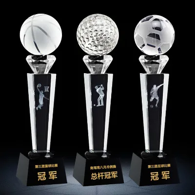 JY New Arrival Basketball Trophy Sports Blank Handmade Eco-Friendly K9 Crystal Trophy Award Custom Logo for Laser Engraving