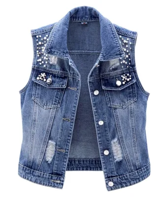 Women Retro Casual Heavy Sleeveless Jacket Denim Jacket Women's Denim Jacket  Coats for Women