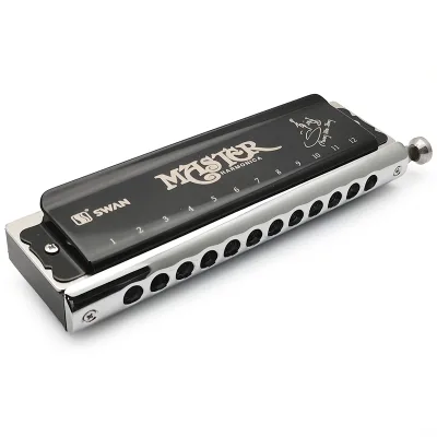 Swan SW1248H-BK-1 Model 12 Holes Chromatic Harmonica Key of C 48 Tones