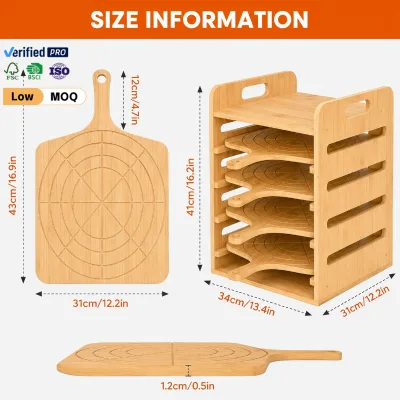 Wholesale Bamboo Serving Tray Storage Rack with 4 Removable Boards Multi Tier Organizer Custom Logo OEM for B2B Wholesale Buyers