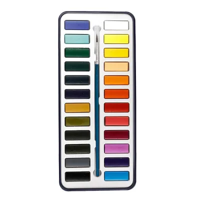 All Series Solid Watercolor Paint Matte Pearlescent Fluorescent Pastel Colors Complete Drawing Kit With Free Nylon Brush