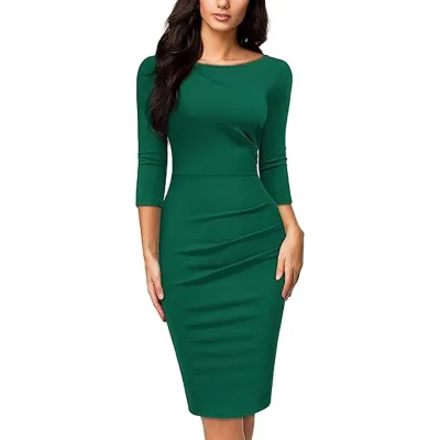 Women's Elegant Vintage Cotton Office Dress Ladies' Formal Work Wear & Casual Print Mini Back for Summer Party Business