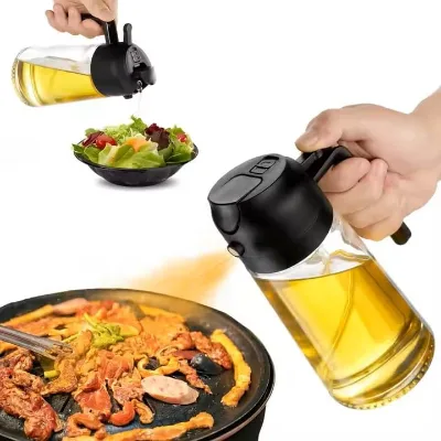 NEW 16oz/470ml 2 in 1 Glass Olive Oil Mister Sprayer Dispenser Spray Bottle for Kitchen and Air Fryer, Barbecue, Salad