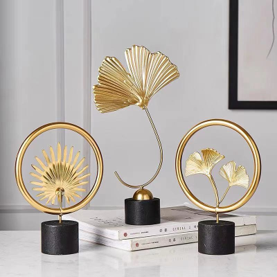 E-L215 Golden Leaves Palm Modern Ornament Bedroom House Interior Decoration Other Home Decor Luxury