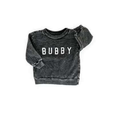 Wholesale Crewneck Sweater Long Sleeve Winter Baby Boys Acid Wash Black Sweatshirt Clothing Newborn Cotton Pullover Sweater