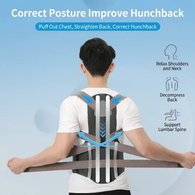Adjustable Lightweight Soft Neoprene Spine Corrector Posture Correction Back Support Device Breathable Design Portable Pain