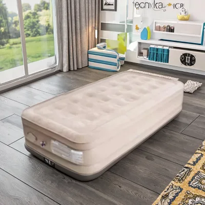 Quick Inflation Compact Flocked Air Mattress Inflatable Camping Mattress Portable Single Airbed for Camping