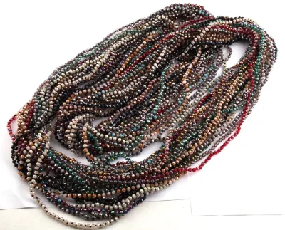 Fashion Cute Mini 4mm Crystal Glass Beads Necklace 145-150cm Long Knotted Women Necklace 24 Color Available Wholesale