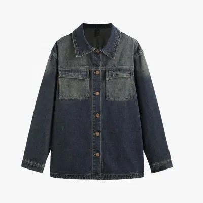 Manufacturers Custom Women Stylish 100% Cotton Denim Collar Button Jacket Jean Shirts for Ladies Women'S Denim