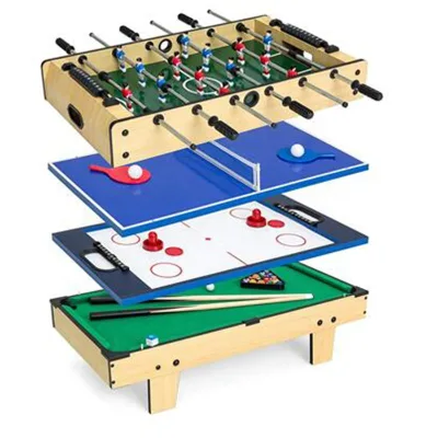 4-in-1 Multi-Game Table Combo Game Table Set for Children Combination Arcade Set with Air Hockey Soccer Pool Billiard