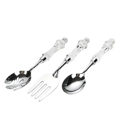 Crystal Tableware Set UV Printed Animal Print Flatware Polished Crystal Handle Spoon Fork Eco-Friendly Gift Box Home Decoration