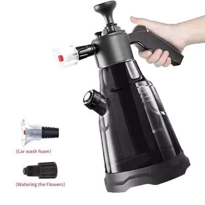 Black Manual Foam Blaster Sprayer 2.3L Capacity 2pcs Nozzle Professional Handheld Foam Cannon Auto Detailing for Car Washing