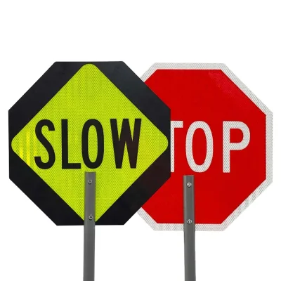 Direct Factory Australia 450mm Class 1 Refl With Extendable Aluminium Handle Stop Slow Works Lollipop Sign