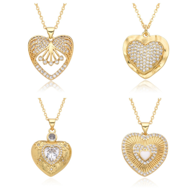 New Copper Vintage Fashion Heart Necklace Zircon Necklace Heart Pendant Fashion Jewelry Necklaces for Women