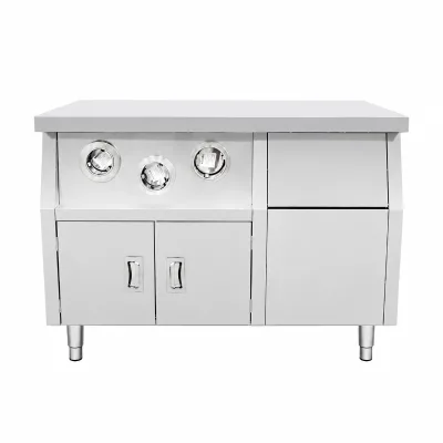 Commercial Stainless Steel Center Island Work Table With Storage Cabinet for Restaurant Kitchen Equipment Use