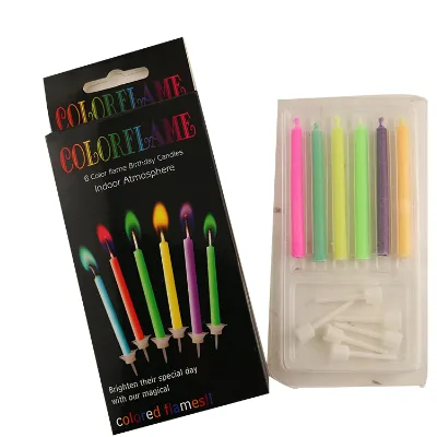 6 Pieces Per Pack Birthday Cake Decoration Color Flame Candle