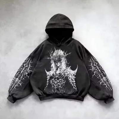 Wholesale Custom Men's Drop Shoulder Pullover Hoodie 100% Cotton Fleece Sweatshirt Embroidered Puff Print Solid Terry Autumn