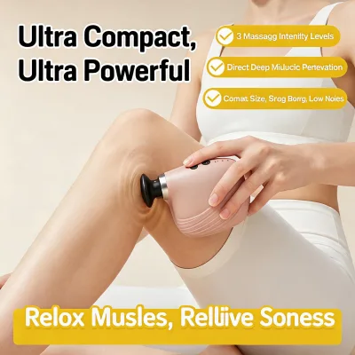 Mini Plastic Massage Gun with 3 Heads 800mAh Battery 10W Power Button Control for Travel & Outdoor Use