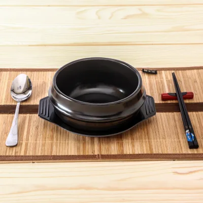 Korean Stone Bowl with Tray High-quality Ceramic Stone Pot Bibimbap Soup Korean Stone Pot Bibimbap