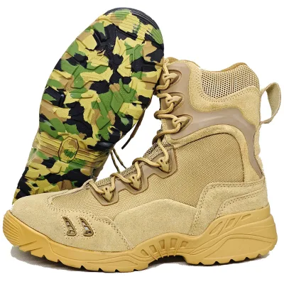 Outdoor Desert Tactical Boots Leather Men's Low & High Cut Mountaineering Security Guard Boot with Logo and Rubber