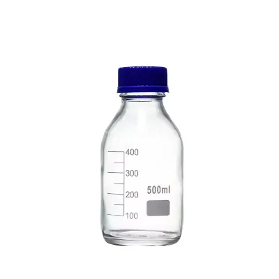 500ml clear Neutral Reagent Bottle with Scale, PP Blue Cap, Storage Bottle