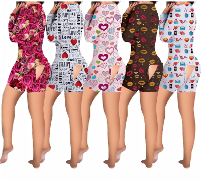 Custom Pyjamas Valentine Pjs Women Sleepwear Nighty Nightgown Sexy Valentine's Dayadult Pajama for Women