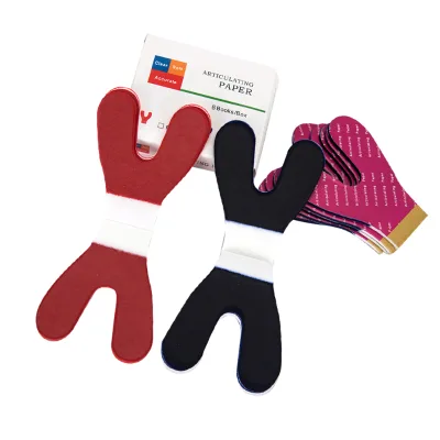 Disposable Double Sided Occlusal Dental Articulating Paper in Y Shape Thickened Blue Red Dental Medical Using Articulating Paper