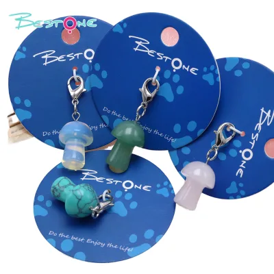 Bestone Customized Private Label Key Chain Natural Crystal Stone Mushroom Bag Charms for Bag