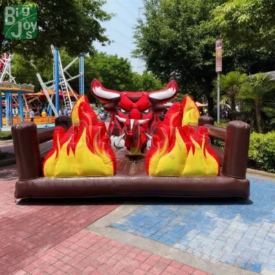 Popular Outdoor Amusement Park Mechanical Rides Commercial Red Mechanical Bull With Air Cushion for Children and Adult on Sale