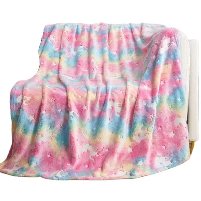 Super Soft Kids Luminous Unicorn Blanket,Fleece Blanket Glow in the Dark