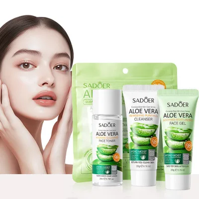 G Aloe Vera Travel Skincare Set 3-Piece Mini Cleanser Face Toner & Face Gel-OEM Portable Moisturizing Soothing Kit