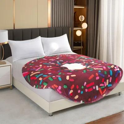 FY Hot Selling Super Soft Flannel Recycled Polyester Foods Cookies Doughnut Fruits Pie Pizza Pepperoni Omelette Tortilla Blanket