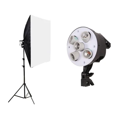 Jingying Socket E27 Lamp Bulb Head Bracket Umbrella Holder Adapter Studio Softbox Light 5 Head Photo Studio Soft Box Kit