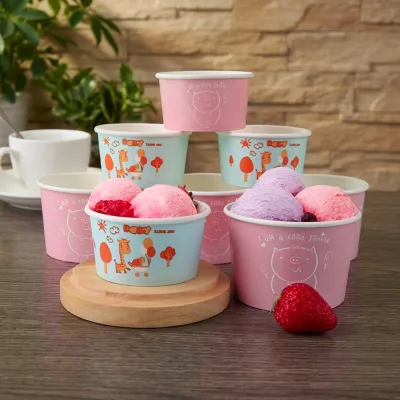 Custom Logo Disposable Ice Cream Paper Cup Bowl Free Samples Multiple Sizes Available Biodegradable Eco Friendly Takeaway