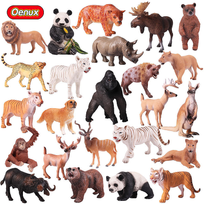 High Simulation Wildlife Model Solid Plastic Giraffe Elephant Bear Tiger Lion Horse Toy Small Animal Figures for Decoration