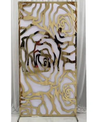 Gold Rose Design Stainless Steel Screen Wedding Party Events Backdrop Decoration