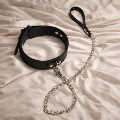 Silicone Sex Collar with Chain Erotic Toys Fetish BDSM Adult Games Silicone Collar for Couple Sex Game