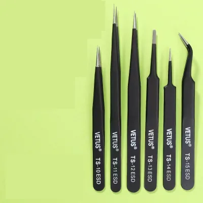 Hot Sale ESD Anti-Static Tweezers With Replaceable Tips Full Stainless Steel Carbon Fiber Conductive Plastic