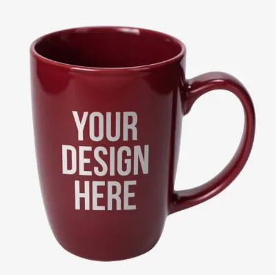 Large Mocha Ceramic Coffee Mug Custom Logo Promotional Corporate Gift Assorted Colors Black Blue Maroon Bulk Wholesale