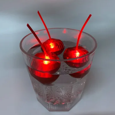 Wholesale Waterproof Plastic Glow in the Dark LED Light up Cherry Ice Cube for Nightclub Party Bar Wedding