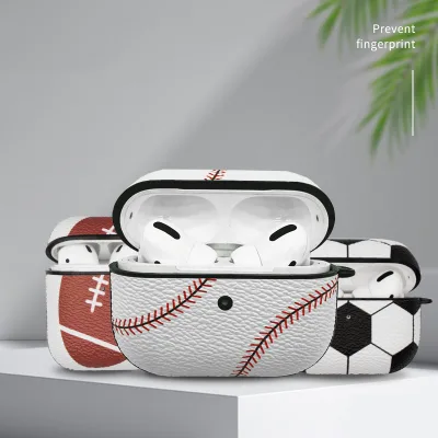 Football Basketball Rugby Baseball Leather Case for Airpods 1/2/3/4 Protector for Airpods Pro 3 2 Cover Wireless Headset Bag