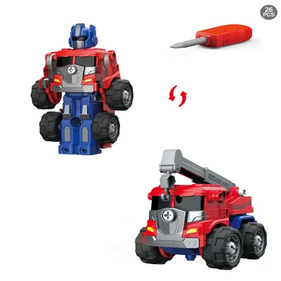 JOYSUN TOYS Educational Plastic Manual Assemble Combined Deformation Transforming Robot Engineering Vehicle Toy for Boys Ages 5+