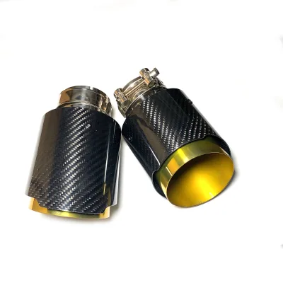 Manufacturers Sales Car Exhaust Pipe Straight Cut Golden End Carbon Fiber Stainless Steel Exhaust Tip