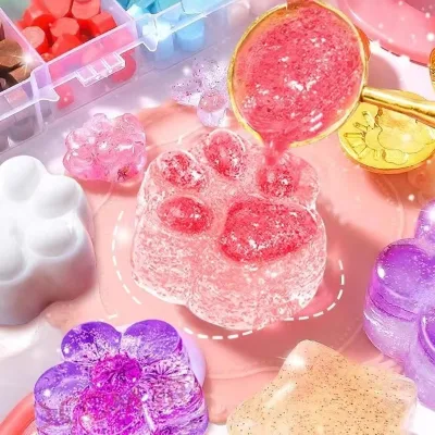 Unisex Silicone Squeeze Toys Jelly Wax Pinch Cat Claw Ice Cube DIY Material Package Decompression Artifact Fire Paint Seal Toy
