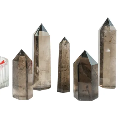 Wholesale Healing Stones Natural Smoky Quartz Crystals Hexagonal Double Point for Craft Gifts