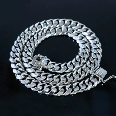 Hip Hop Sterling Silver 925 Link Chain Necklace-Wedding Gift with Channel Setting Unisex Design