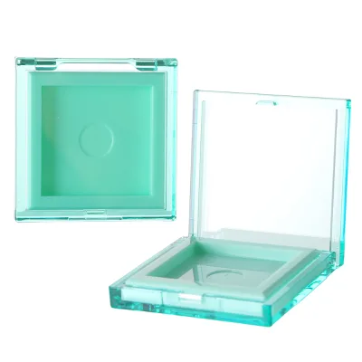 PETG Square Empty Makeup Compact L56.2*W56.8*H13.5mm Transparent Lid Cosmetic Case for Blush Powder