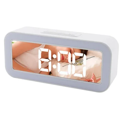HY Modern Electronic Digital Alarm Clock with Three Alarm Sounds Night Light USB Port LUMINOVA LED Snooze Function